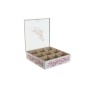 Boîte pour infusions Home ESPRIT Blanc Rose Métal Verre Bois MDF 24 x 24 x 6,5 cm (2 Unités)