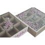 Caja para Infusiones Home ESPRIT Blanco Rosa Metal Cristal Madera MDF 24 x 24 x 6,5 cm (2 Unidades)