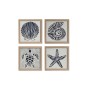 Jeu de 4 tableaux Home ESPRIT méditerranéen Marin 22 x 2 x 22 cm (4 Pièces)