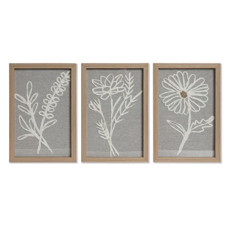 Juego de 3 cuadros Home ESPRIT Flor Shabby Chic 20 x 2 x 30 cm (3 Piezas)