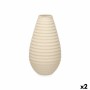 Vase Beige Céramique 22 x 44 x 22 cm (2 Unités) Rayures