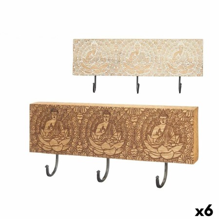 Perchero de Pared Madera de mango 38 x 16 x 5 cm (6 Unidades) Buda