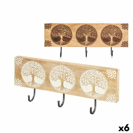 Perchero de Pared Madera de mango 38 x 16 x 5 cm (6 Unidades) Árbol de la vida