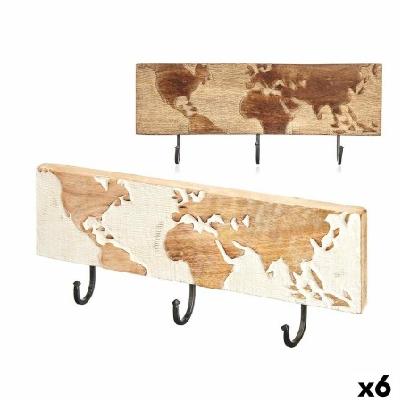 Portemanteau Bois de manguier 38 x 16 x 5 cm (6 Unités) Mappemonde