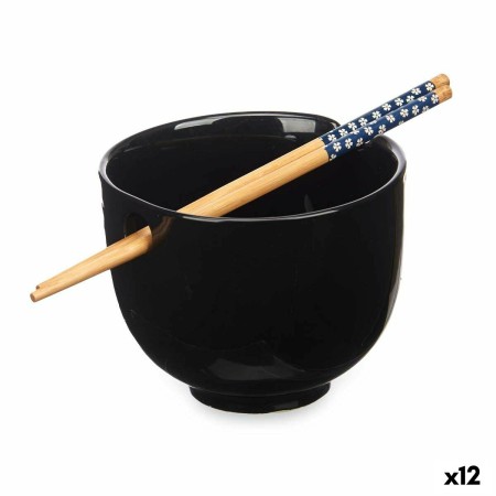 Bol Noir Bambou 24 x 10,7 x 13,3 cm (12 Unités) Bâtons asiatico/oriental