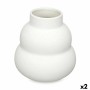 Vase Blanc Dolomite 19 x 21 x 19 cm (2 Unités) Ondes