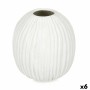 Vase Blanc Dolomite 15 x 18 x 15 cm (6 Unités) Sphère Rayures