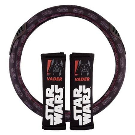 Housse pour volant + Coussinets pour ceinture Star Wars Darth Vader Universel Noir 3 Pièces