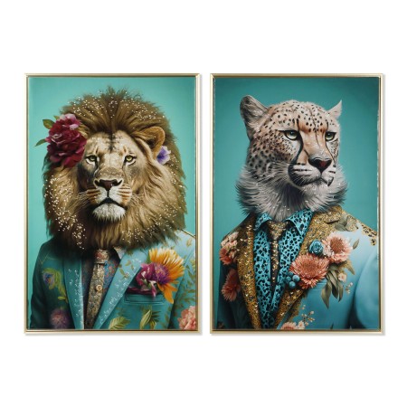 Cadre Home ESPRIT Colonial Lion 63 x 3,5 x 93 cm (2 Unités)