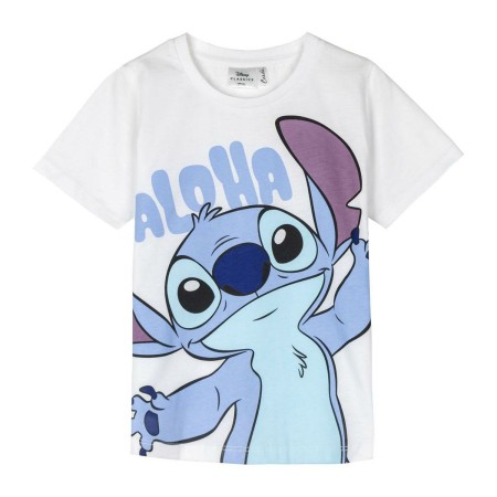 T shirt à manches courtes Enfant Stitch Blanc