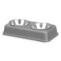 Comedero para Mascotas Gris Metal 35 x 7,5 x 19 cm Doble (12 Unidades)