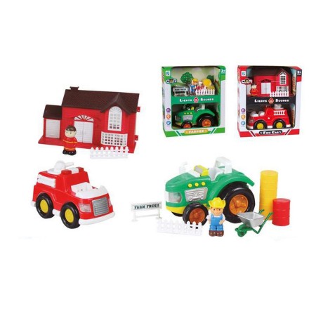 Camion Jugatoys Lumières Camion de Pompiers Tracteur 2 Unités avec son (26 x 12 x 28,5 cm)