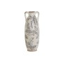 Vase Home ESPRIT Blanc Marron Gris Grès Feuille d'une plante 13 x 13 x 35 cm