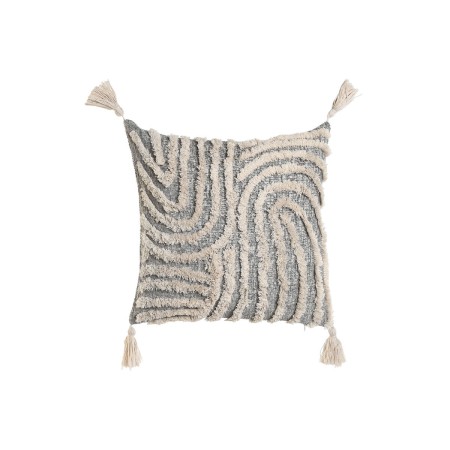 Coussin Home ESPRIT Blanc Gris Pompons Boho 45 x 15 x 45 cm