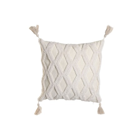 Cojín Home ESPRIT Blanco Borlas Boho 45 x 15 x 45 cm