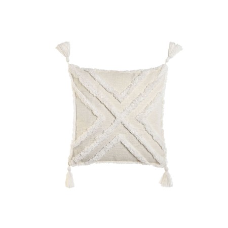 Coussin Home ESPRIT Blanc Pompons Boho 45 x 15 x 45 cm