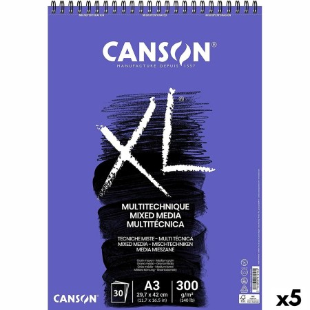 Bloc de dibujo Canson Blanco A3 Papel 5 Unidades 30 Hojas