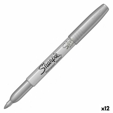 Marqueur permanent Sharpie 1891063 Argenté 1,4 mm (12 Unités)