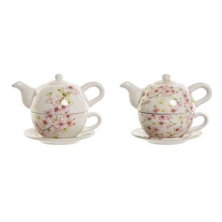 Théière Home ESPRIT Blanc Rose Rose clair Dolomite 750 ml (2 Unités)