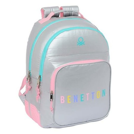 Cartable Benetton Argenté 32 x 15 x 42 cm Rembourré
