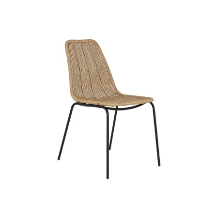 Silla de Comedor Home ESPRIT Marrón Negro Acero ratán sintético 49 x 61 x 83,5 cm
