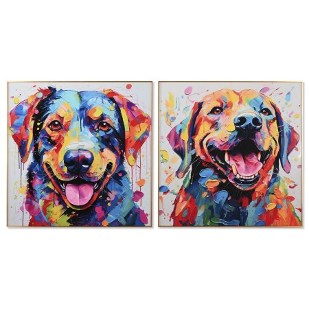 Cuadro Home ESPRIT Moderno Perro 80 x 3 x 80 cm (2 Unidades)
