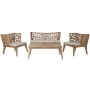 Conjunto de Mesa con 3 Sillones Home ESPRIT Beige Natural Teca 133 x 60 x 70 cm