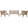 Conjunto de Mesa con 3 Sillones Home ESPRIT Beige Natural Teca 133 x 60 x 70 cm