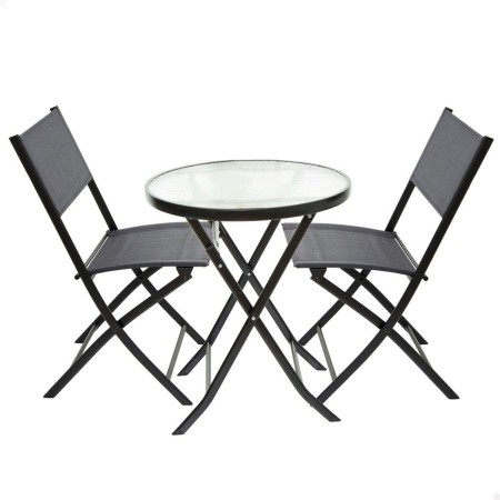 Meubles de jardin Aktive Anthracite Table Chaise x 2 3 Pièces (Reconditionné C)
