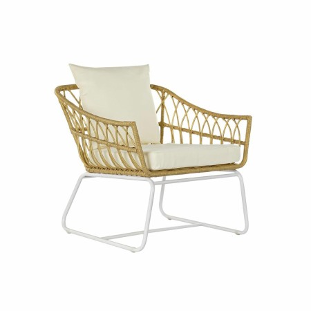 Chaise de jardin DKD Home Decor Marron Métal rotin synthétique Blanc (76 x 74 x 77 cm)