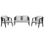Ensemble Table avec 3 Sièges Home ESPRIT Noir Verre Acier 123 x 66 x 72 cm