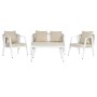 Conjunto de Mesa con 3 Sillones Home ESPRIT Blanco Acero 123 x 66 x 72 cm