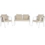 Conjunto de Mesa con 3 Sillones Home ESPRIT Blanco Acero 123 x 66 x 72 cm
