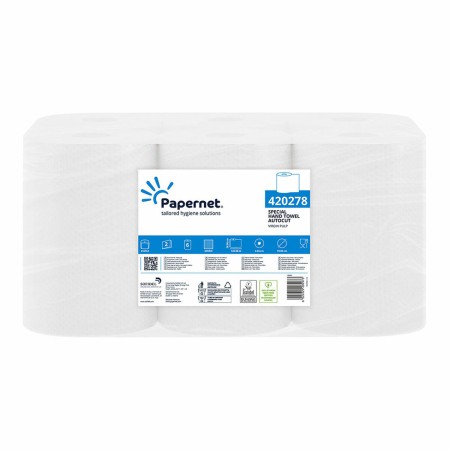 Papier séchage de main Papernet Autocut 418997 Blanc Double couche 6 Unités