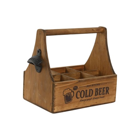 Caja Home ESPRIT Cold Beer Marrón Metal Madera de abeto 6 botellas 27 x 19 x 26 cm