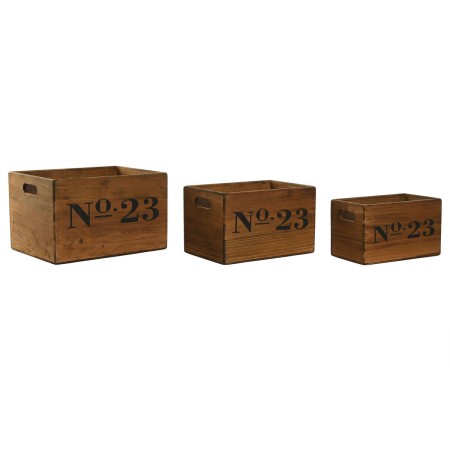 Cajas de almacenamiento Home ESPRIT N.23 Marrón Madera de abeto 37 x 27 x 23 cm 3 Piezas