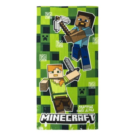 Serviette de plage Minecraft Vert 100 % polyester 70 x 140 cm