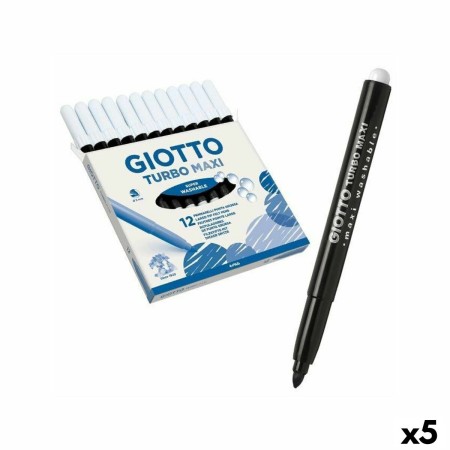 Set de Rotuladores Giotto Turbo Maxi Negro (5 Unidades)