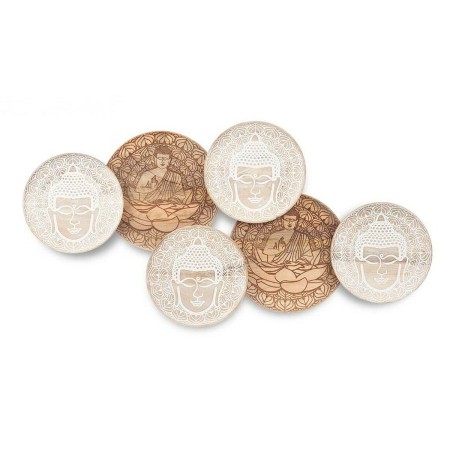 Décoration murale Blanc Marron Bois de manguier Buda 102 x 55 x 5 cm