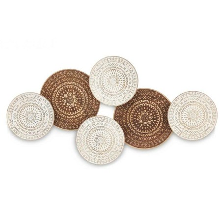 Décoration murale Blanc Marron Bois de manguier Mandala 102 x 55 x 5 cm