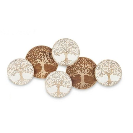 Décoration murale Blanc Marron Bois de manguier Arbre de vie 102 x 55 x 5 cm