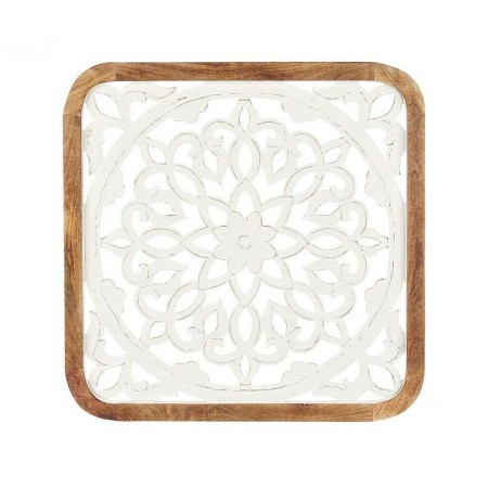 Décoration murale Blanc Marron Bois de manguier Mandala 90 x 90 x 3 cm