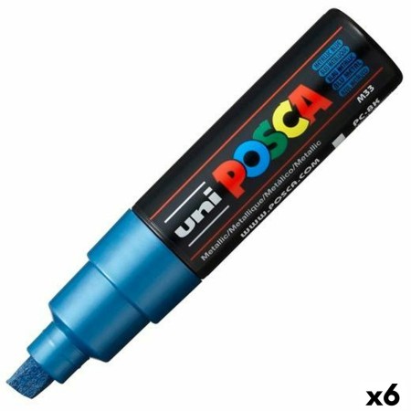 Marqueur POSCA PC-8K Bleu métallique (6 Unités)